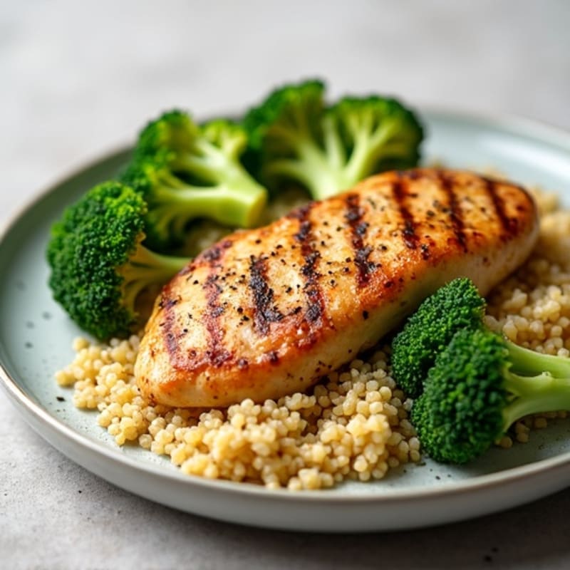 Grilled Chicken Breast with Quinoa and Steamed Broccoli