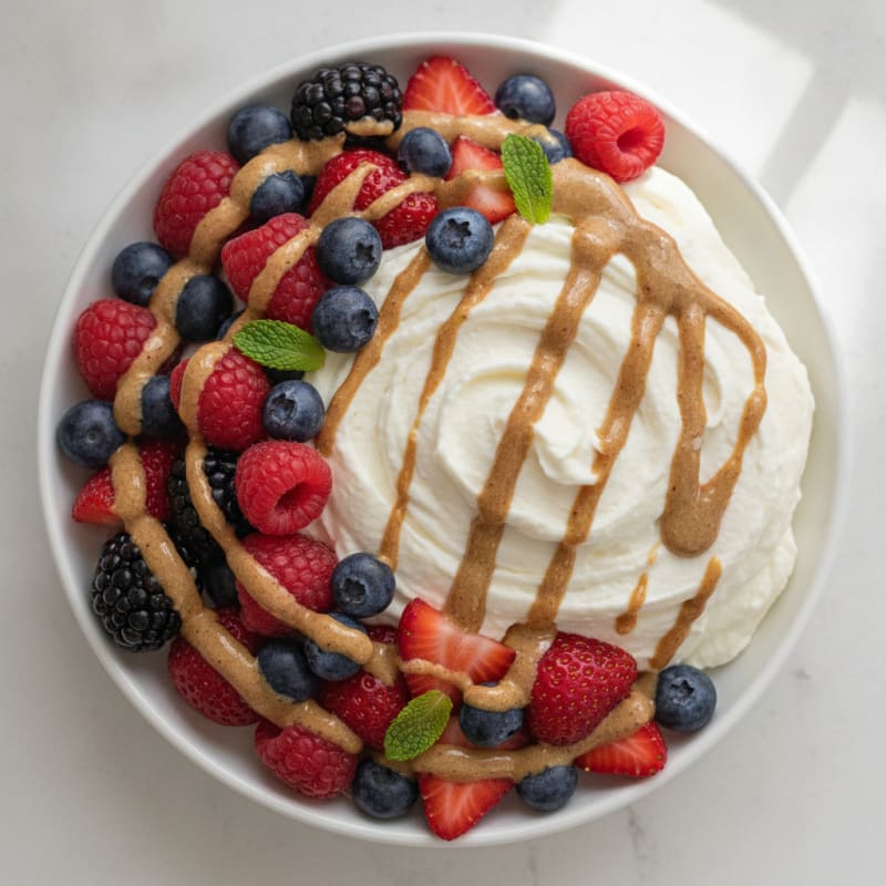 Greek Yogurt Protein Pudding with Mixed Berries