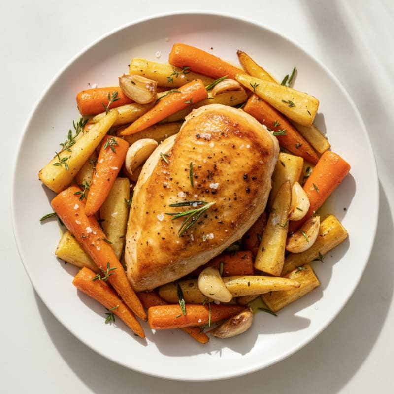 Garlic Herb Roasted Chicken with Root Vegetables