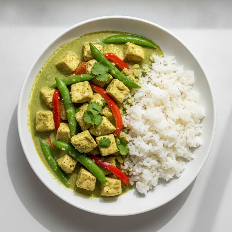 Green Curry Chicken with Coconut Rice