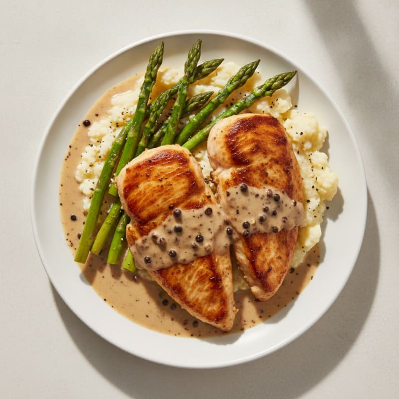 Pan-Seared Chicken with Peppercorn Sauce