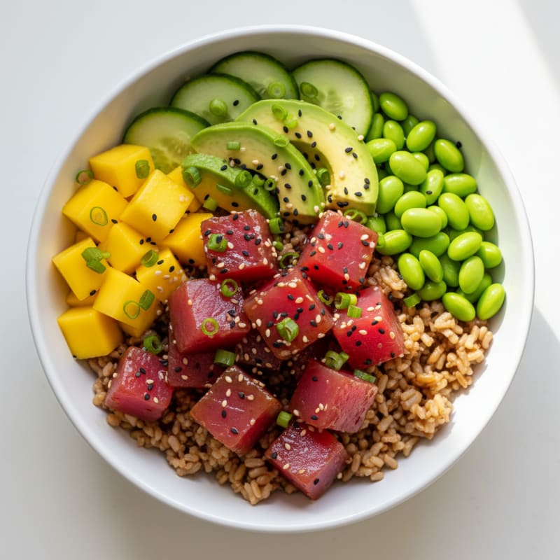 Ahi Tuna Poke Bowl with Tropical Fruit