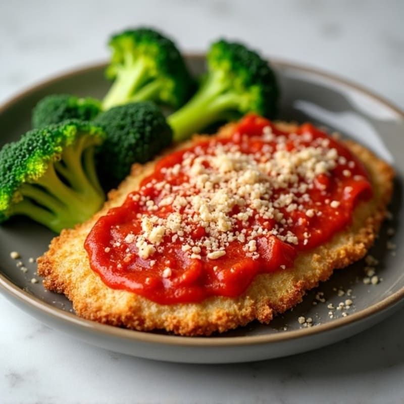 Healthy Crispy Chicken Parmesan with Roasted Broccoli
