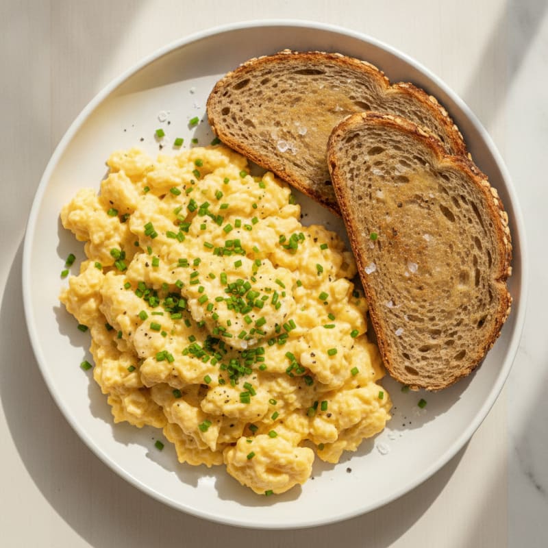 Fluffy Scrambled Eggs with Chives