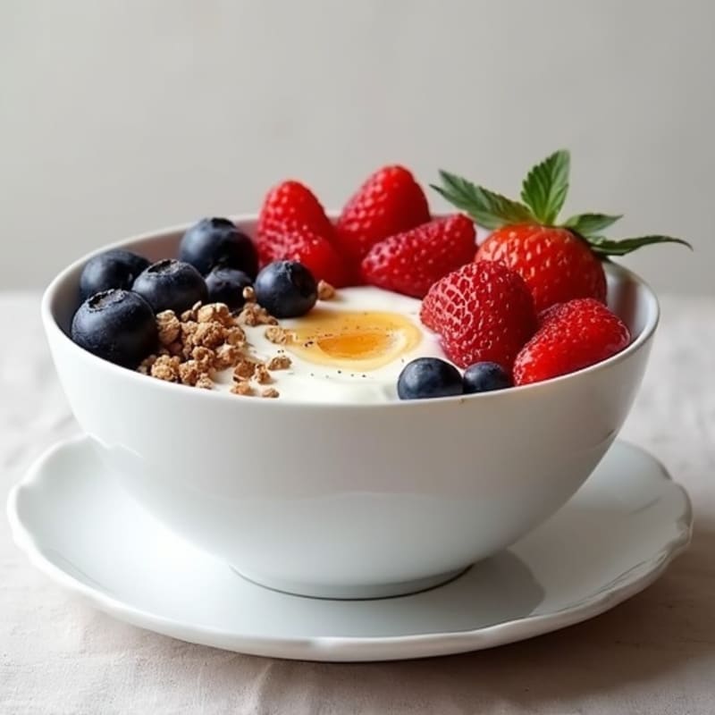Honey Vanilla Greek Yogurt Power Bowl with Fresh Berries