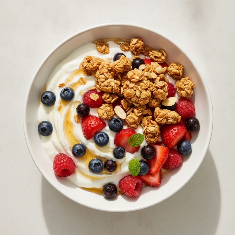 Creamy Greek Yogurt Parfait with Mixed Berries and Granola