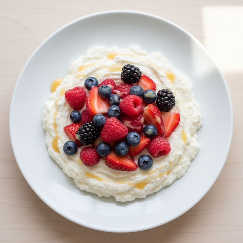 Silky Cottage Cheese Protein Mousse with Mixed Berries