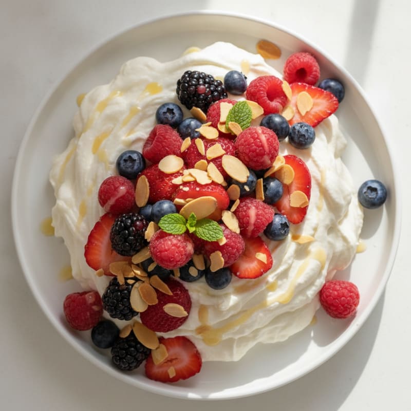 Greek Yogurt Protein Mousse with Mixed Berries