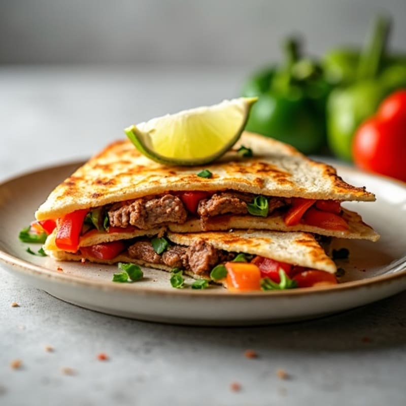Spicy Lime Steak Quesadillas with Bell Peppers