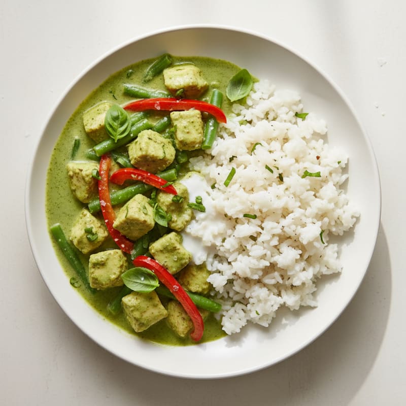 Green Curry Chicken with Coconut Rice