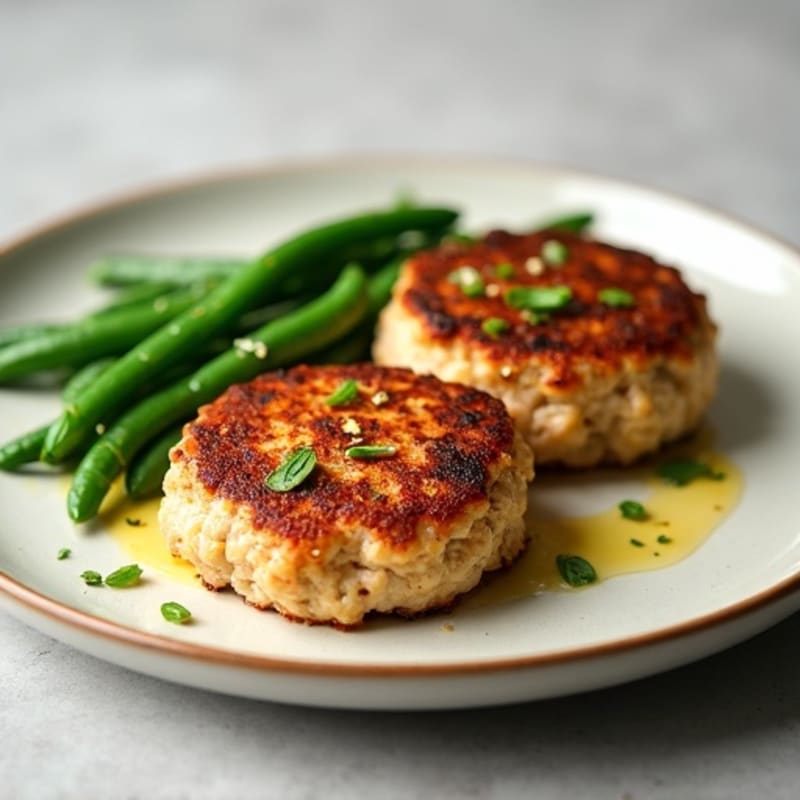 Seared Turkey Patties with Steamed Green Beans