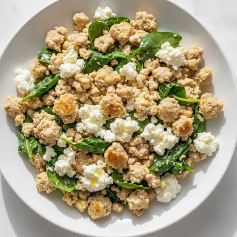 Egg White and Turkey Sausage Scramble with Cottage Cheese