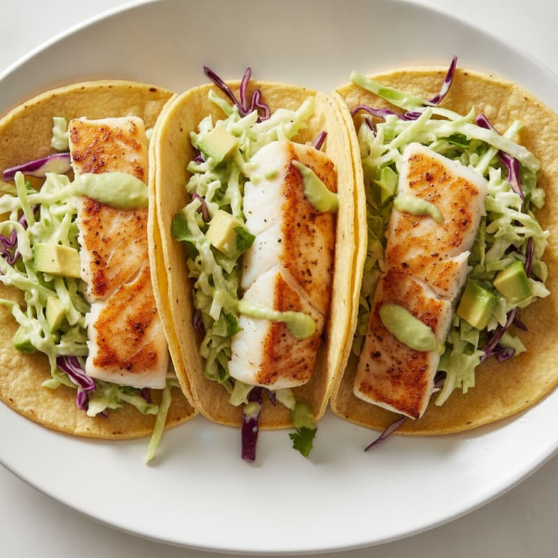 Pan-Seared Fish Tacos with Zesty Slaw