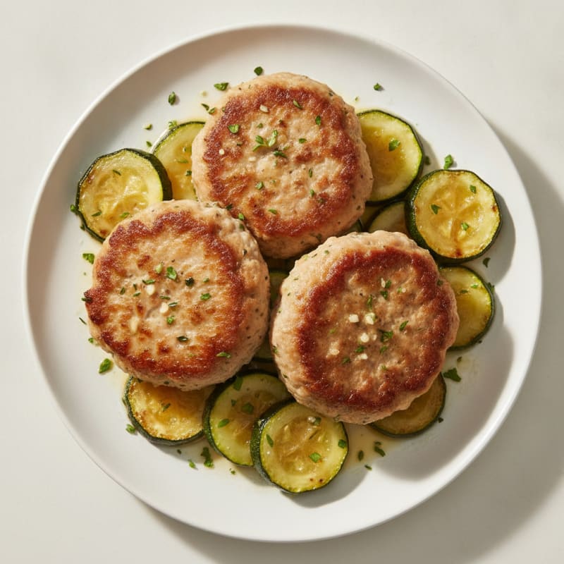 Seared Turkey Patties with Roasted Zucchini