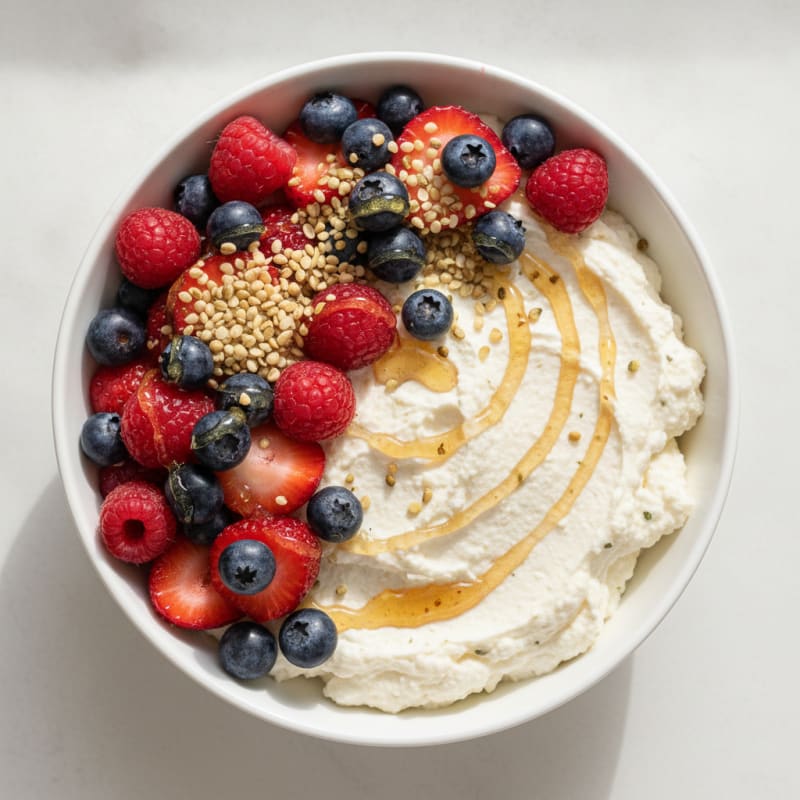 Silky Greek Yogurt Protein Pudding with Mixed Berries