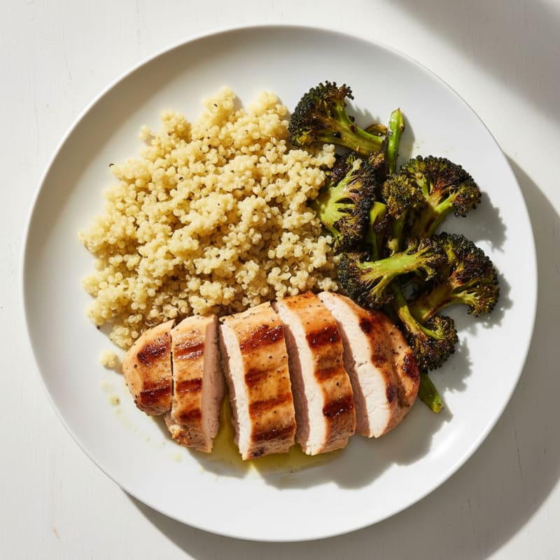 Grilled Turkey Breast with Quinoa and Roasted Broccoli