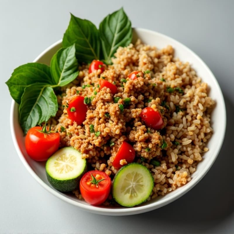 Savory Ground Turkey and Brown Rice Bowl with Fresh Vegetables