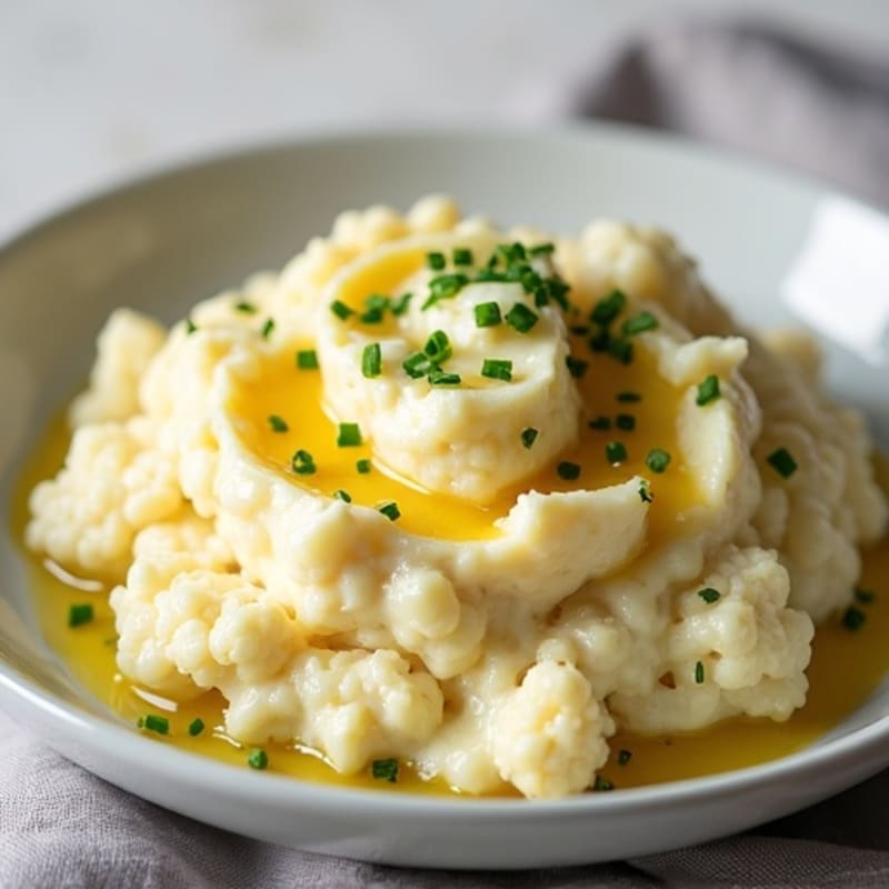 Creamy Cauliflower-Potato Mash with Roasted Garlic