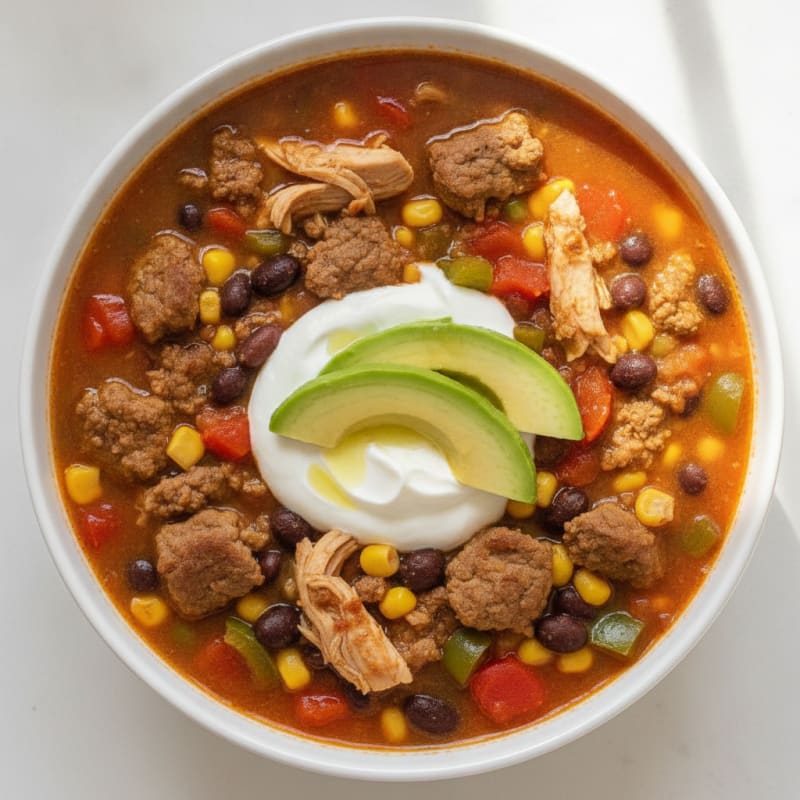 Chicken and Beef Taco Soup