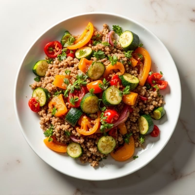 Herb-Infused Ground Turkey and Crispy Vegetable Skillet