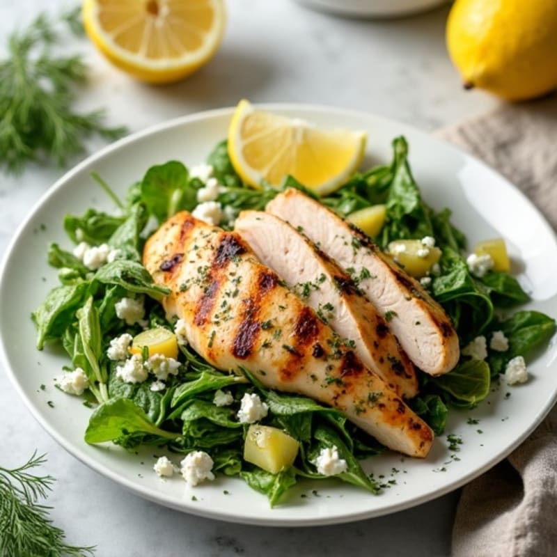 Lemon-Herb Chicken Salad with Crispy Greens and Creamy Feta