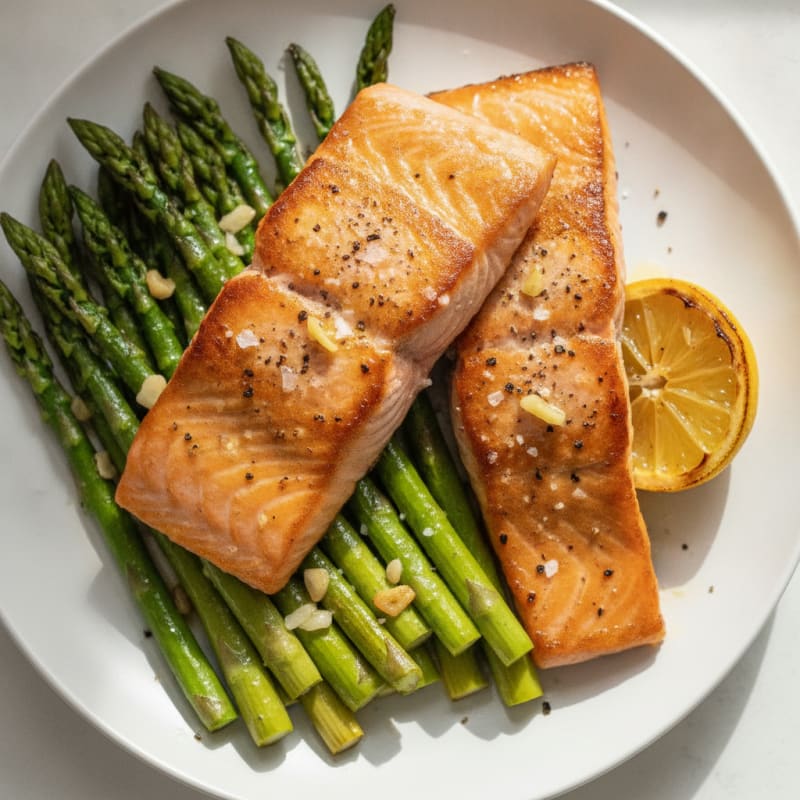 Pan-Seared Salmon with Roasted Asparagus