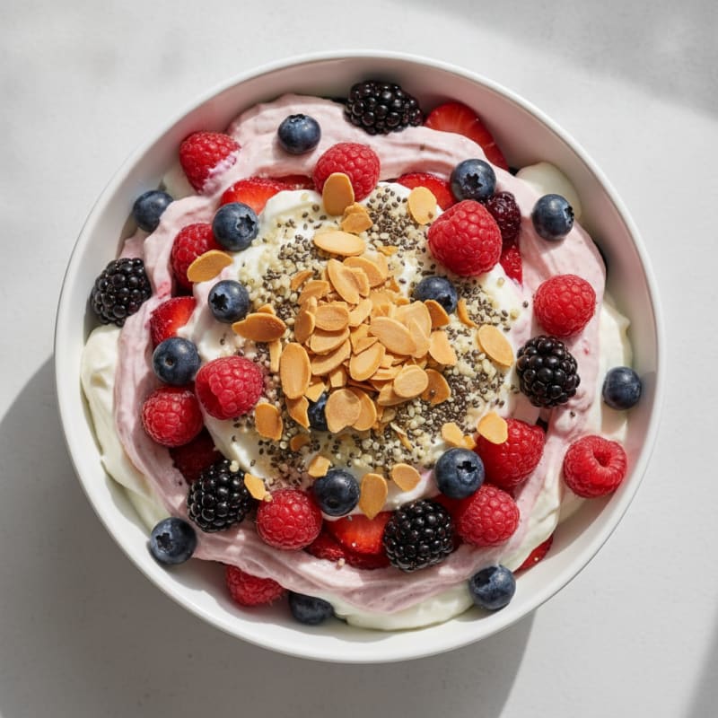 Greek Yogurt Protein Parfait with Mixed Berries
