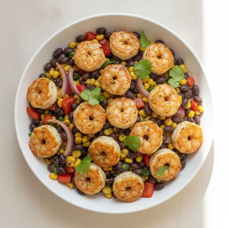 Zesty Shrimp, Black Bean, and Corn Salsa Bowl