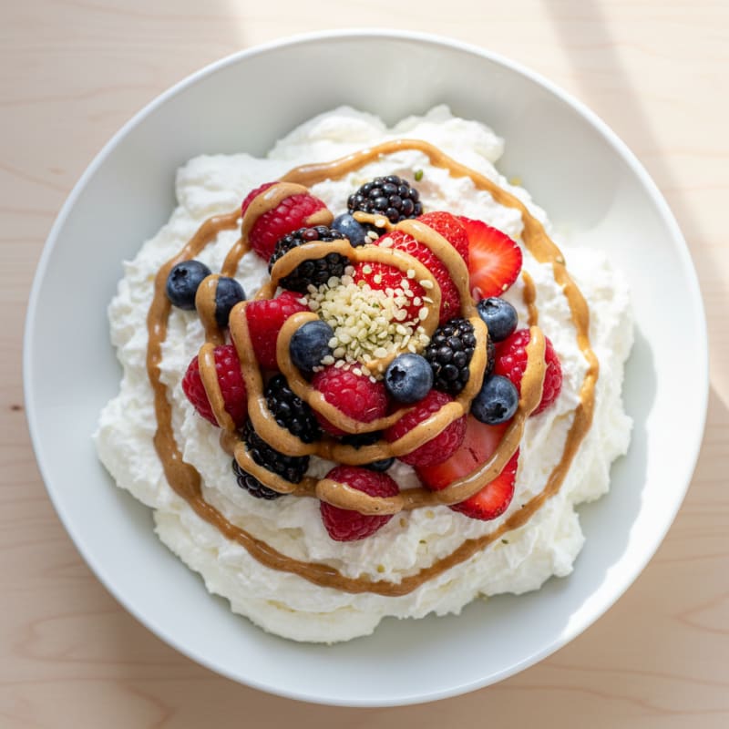 Greek Yogurt Protein Mousse with Mixed Berries