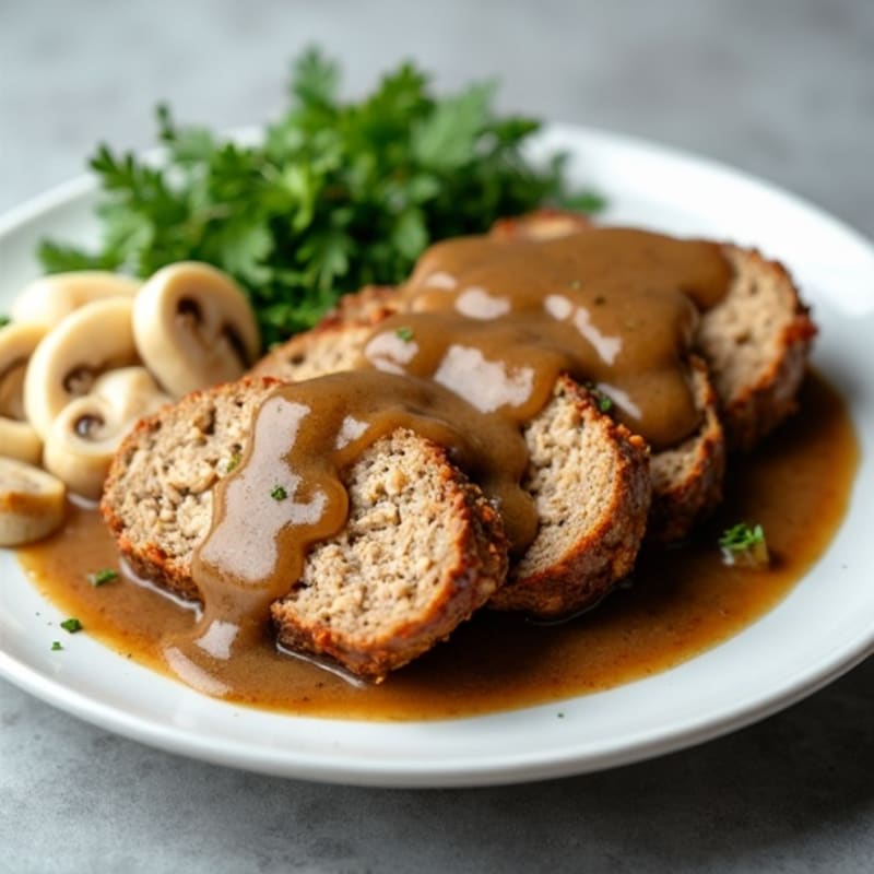 Herb-Seasoned Turkey Meatloaf with Mushroom Gravy