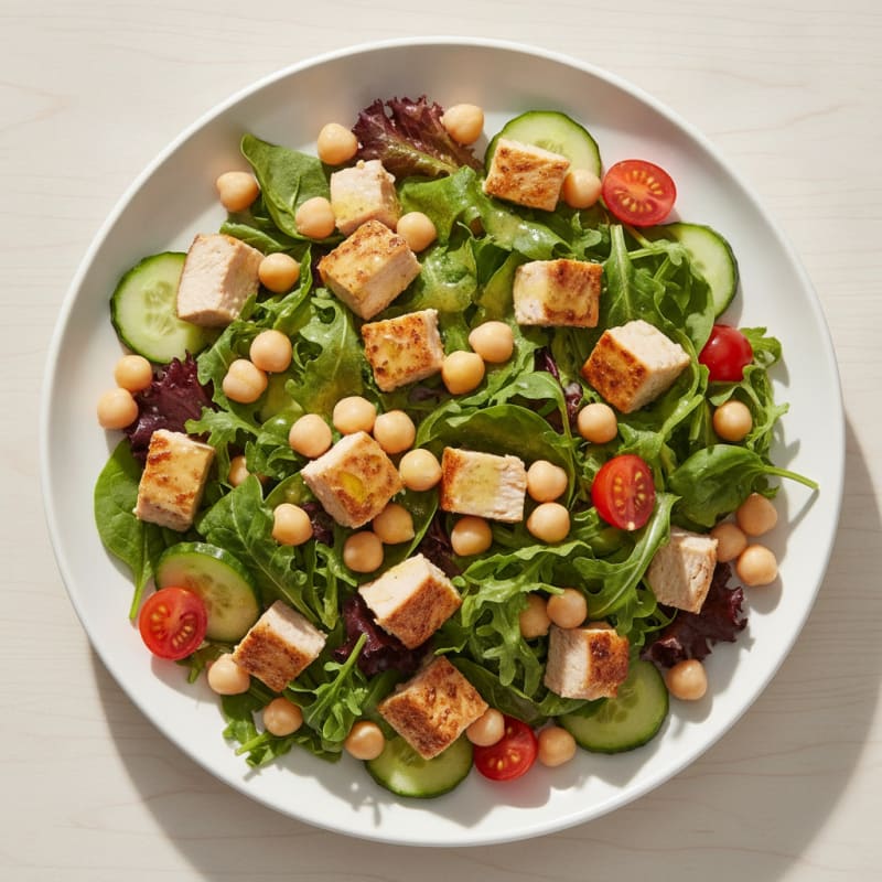 Chopped Turkey Salad with Mixed Greens and Chickpeas