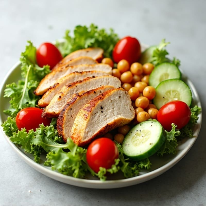 Grilled Turkey Breast Salad with Roasted Chickpeas