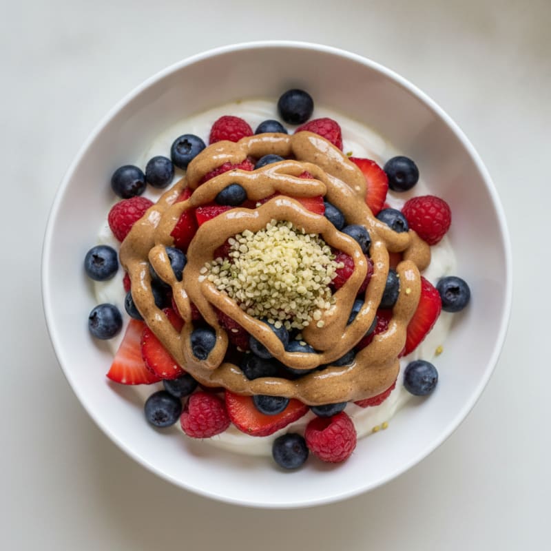 Greek Yogurt Parfait with Mixed Berries and Almond Butter