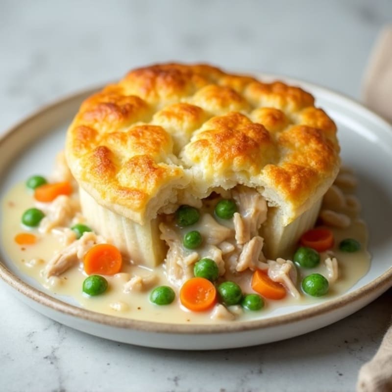 Creamy Chicken and Vegetable Pot Pie with Golden Cauliflower Topping
