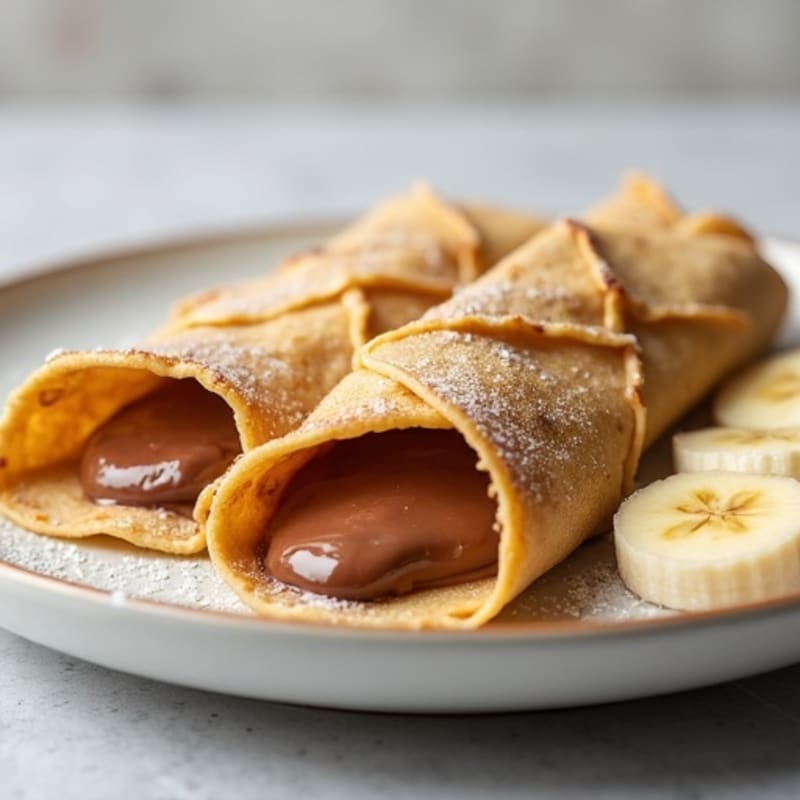 Banana and Creamy Chocolate Hazelnut Stuffed Protein Crepes