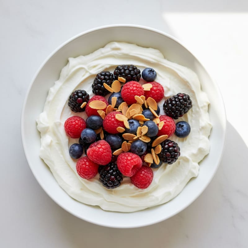 Greek Yogurt Protein Bowl with Mixed Berries and Almonds