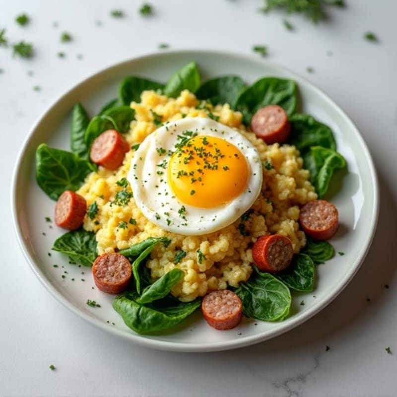 Egg White Scramble with Spinach and Turkey Sausage