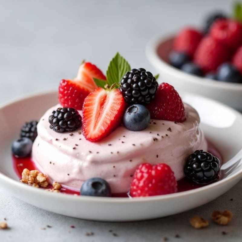 Greek Yogurt Protein Mousse with Mixed Berries