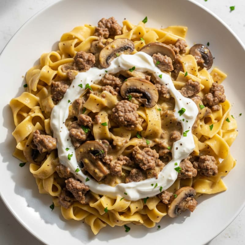 Classic Beef Stroganoff with Egg Noodles