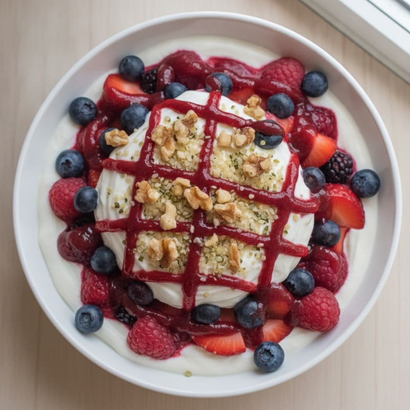 Greek Yogurt Protein Parfait with Mixed Berries
