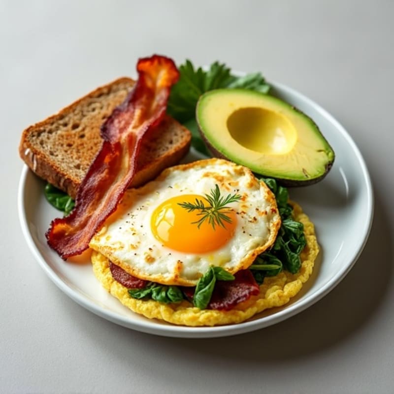 Egg White Spinach Omelette with Turkey Bacon