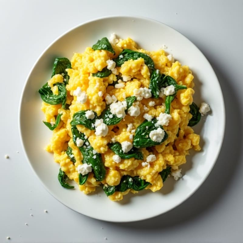 Fluffy Scrambled Eggs with Spinach and Feta