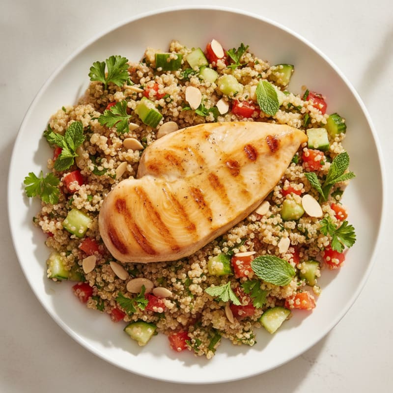Grilled Chicken Breast with Crunchy Quinoa Salad