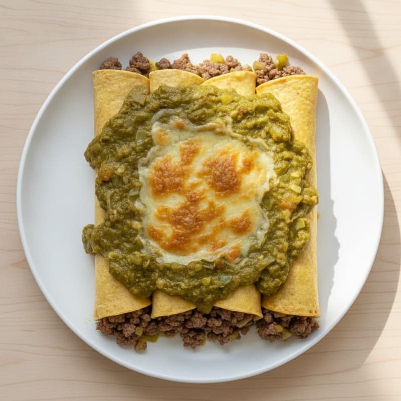 New Mexico Style Green Chili Beef Enchiladas