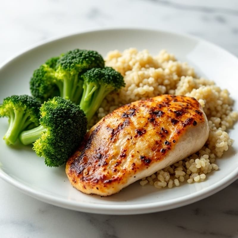 Grilled Chicken Breast with Quinoa and Steamed Broccoli