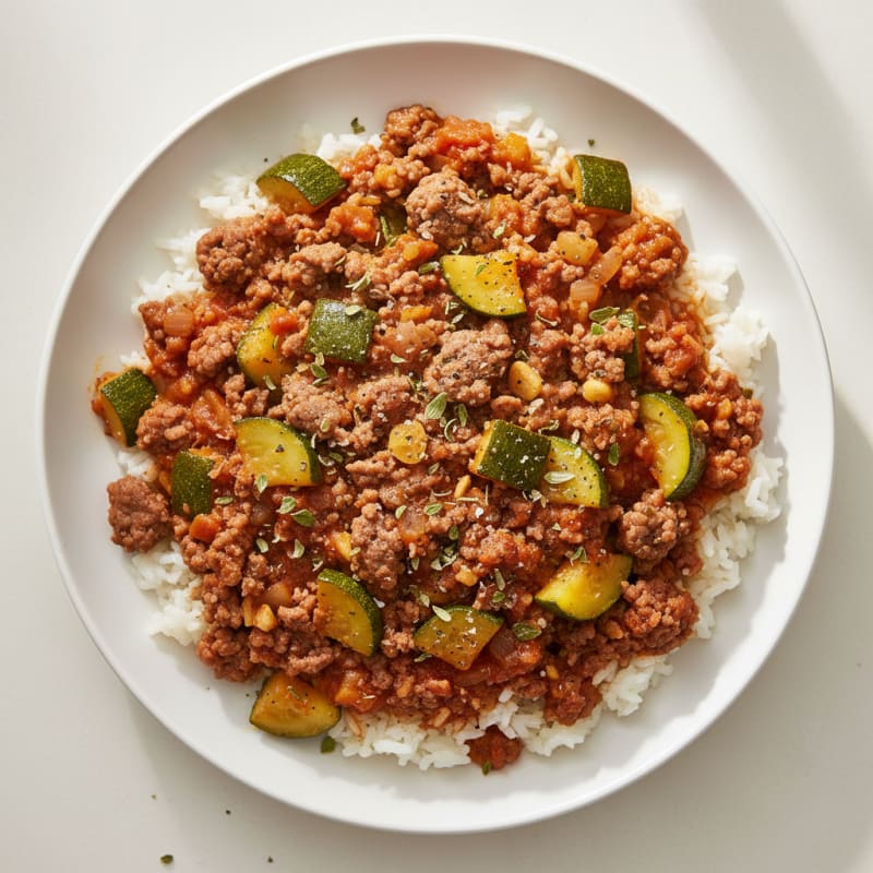 Ground Beef and Zucchini Rice Skillet