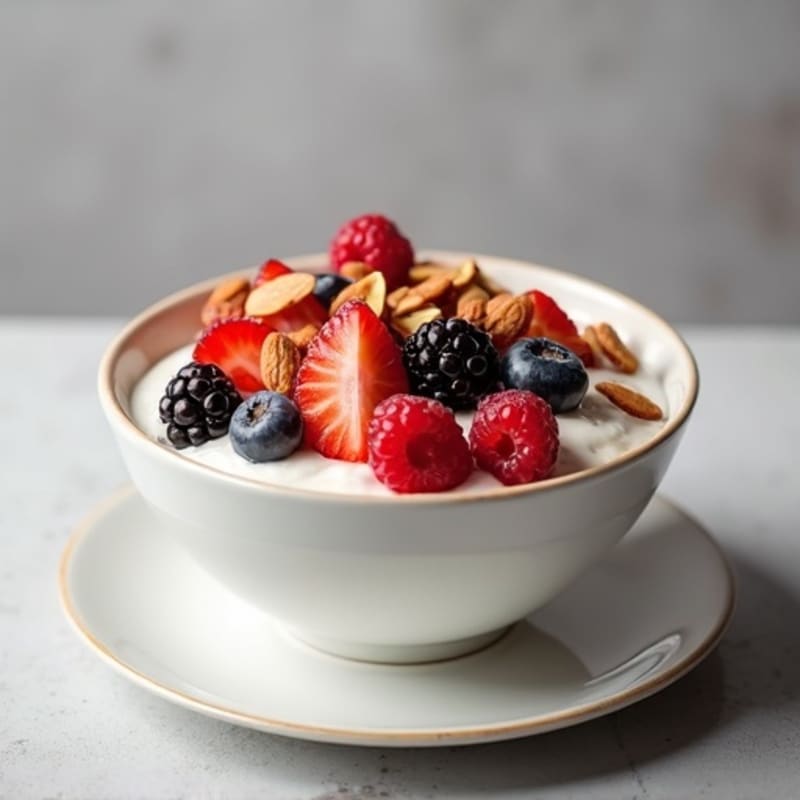 Greek Yogurt Protein Bowl with Mixed Berries and Almonds
