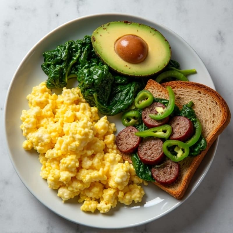Egg White and Turkey Sausage Scramble with Spinach