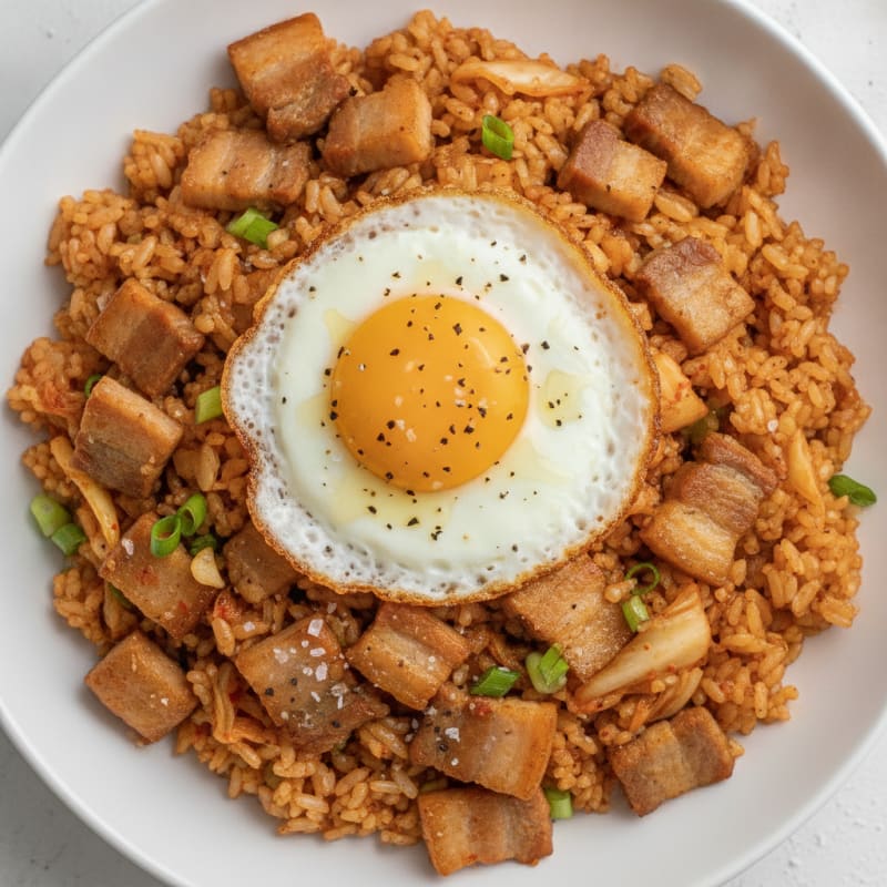 Kimchi Fried Rice with Pork Belly