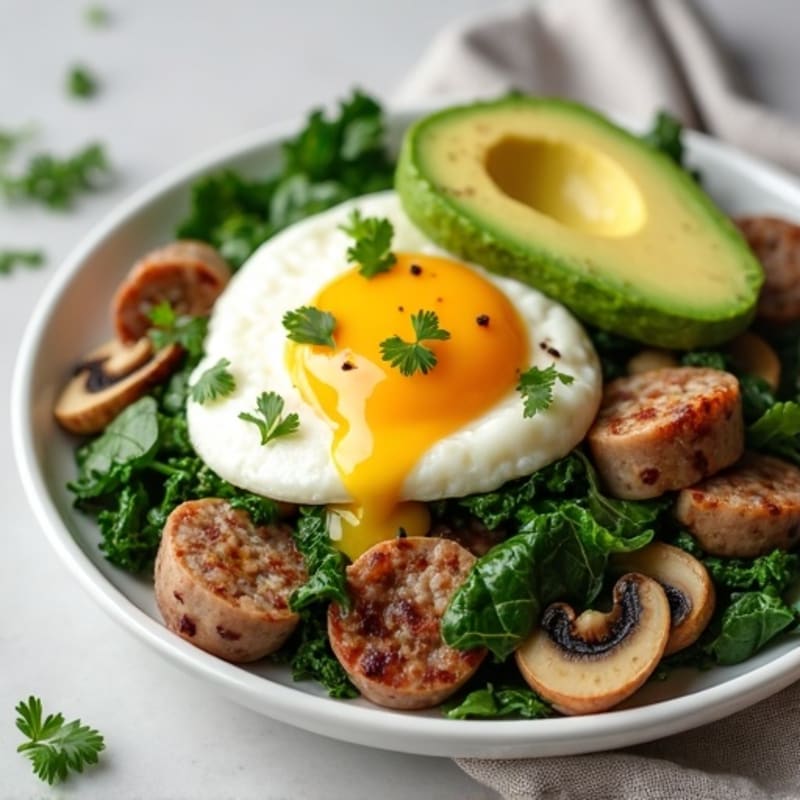 Egg White and Turkey Sausage Scramble with Spinach